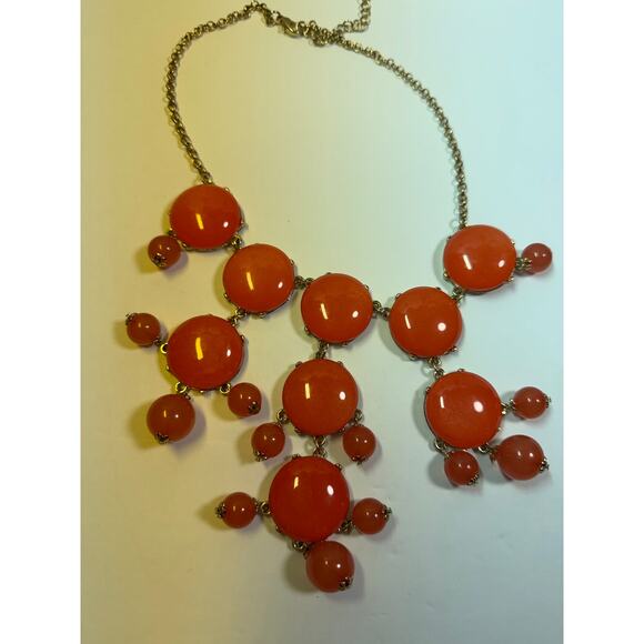 3 orange statement bib flower floral bling enamel necklaces bundle lot - Picture 8 of 12